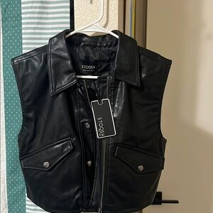 STOOSH Black Faux Leather Vest
